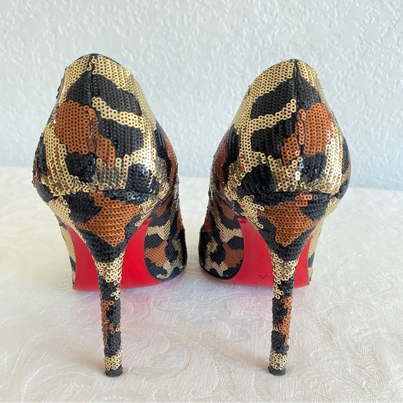 Christian Louboutin Leopard Print Sequins Pumps - Picture 9 of 12